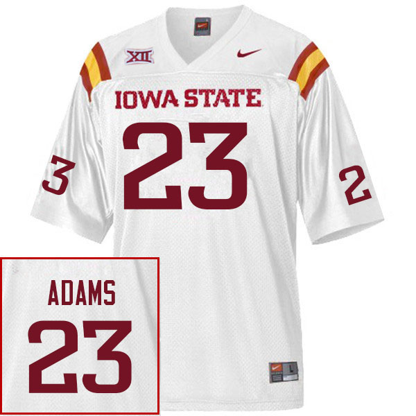 Men #23 Quaron Adams Iowa State Cyclones College Football Jerseys Sale-White - Click Image to Close